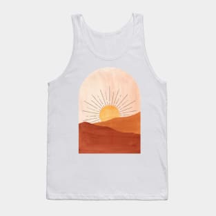 Abstract boho sunrise, terracotta landscape Tank Top